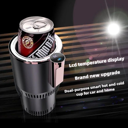 Smart Car 2-In-1 Hot and Cold Cup Drinks Holder Home Fast Refrigeration Cooling/Heating Mini Touch Screen Beverage Mug Drink Can